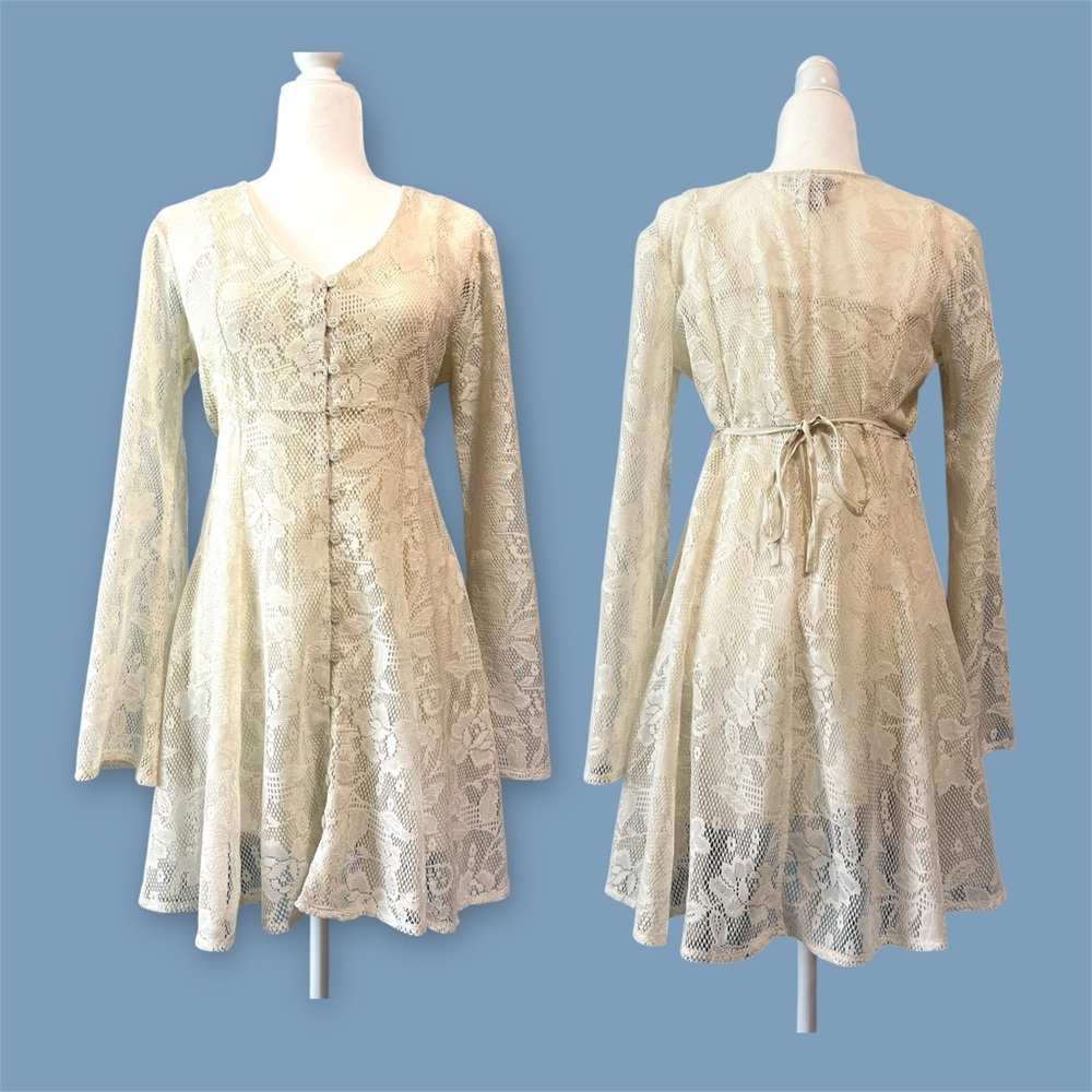 American Rag Cream Lace Long Sleeve Dress